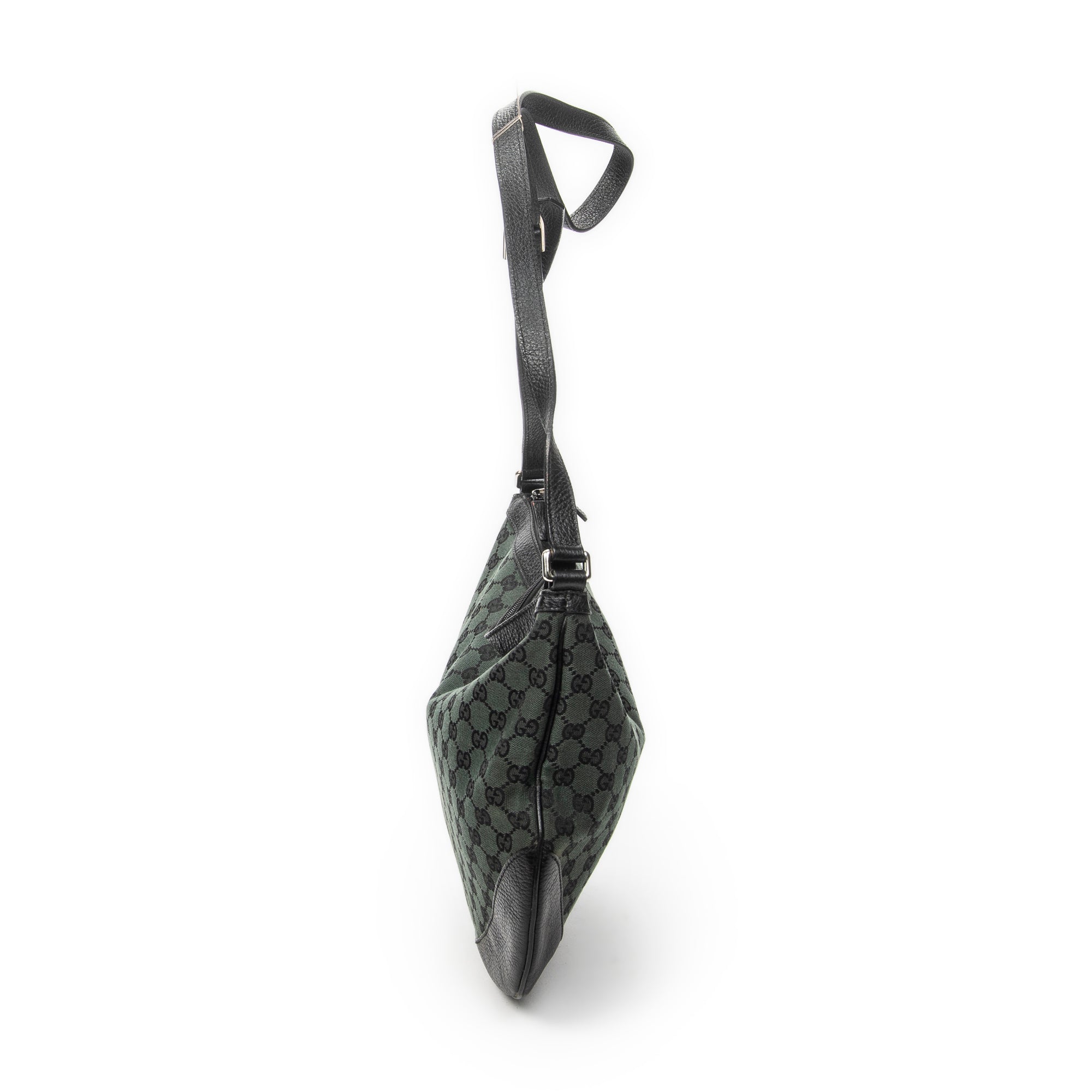 Shoulder Bag Half Moon Messenger Black Monogrammed Canvas