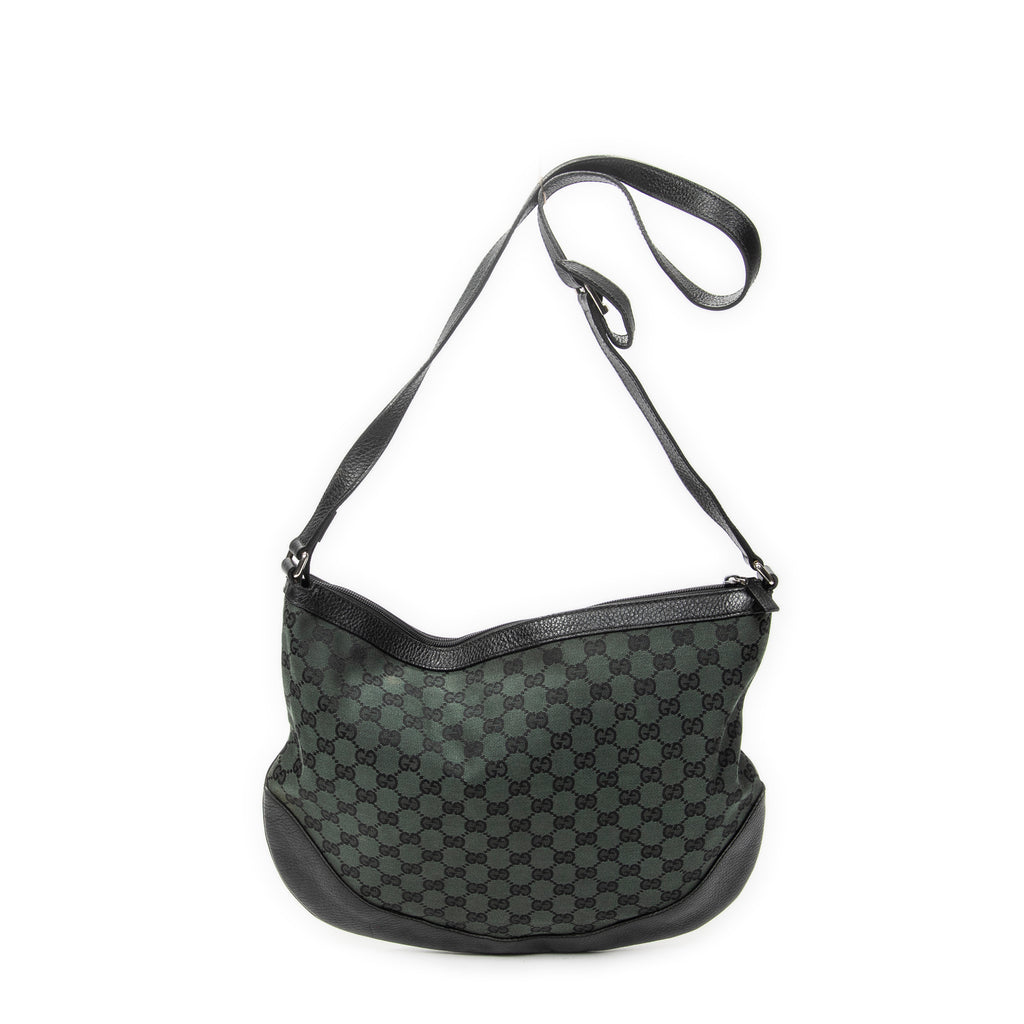 Shoulder Bag Half Moon Messenger Black Monogrammed Canvas
