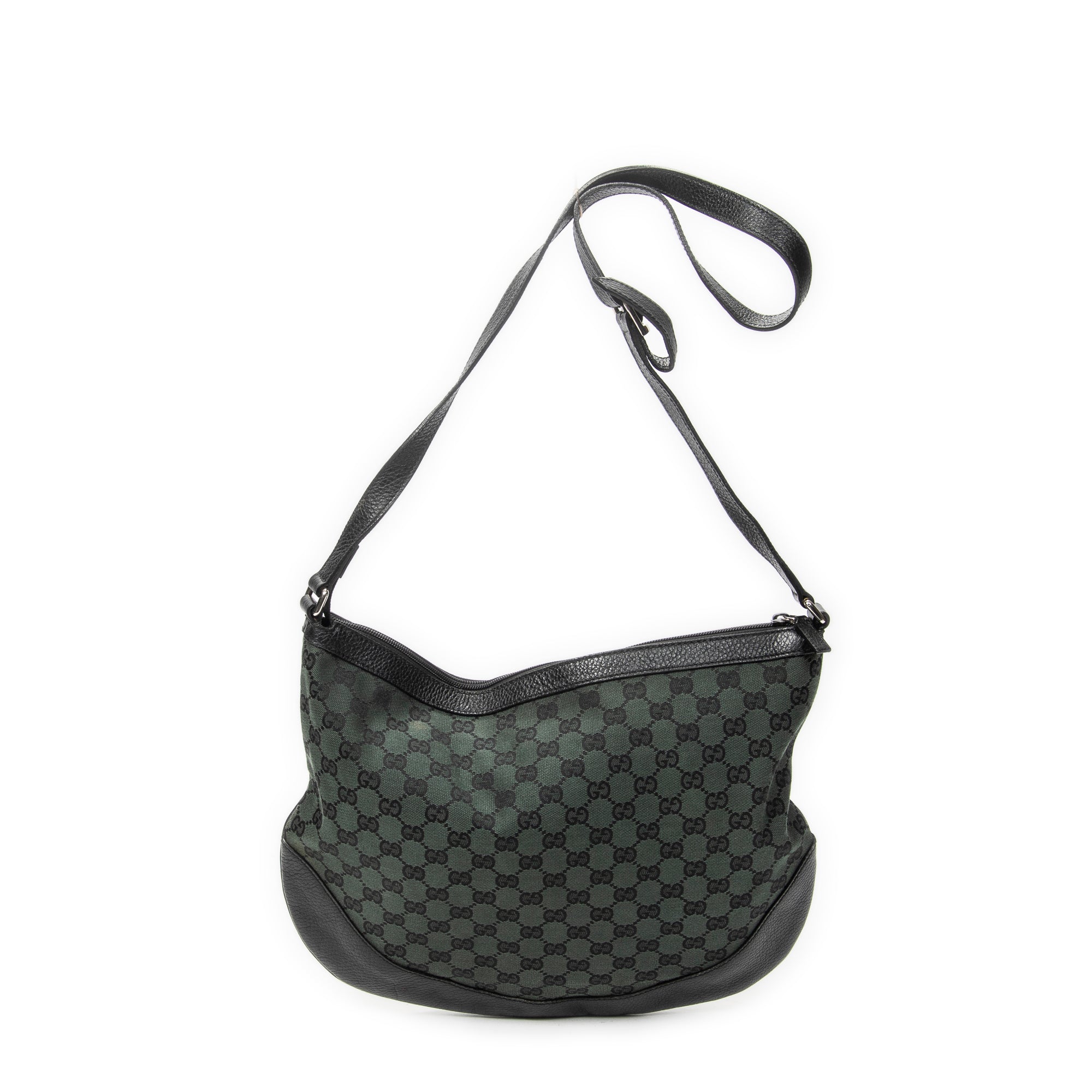 Shoulder Bag Half Moon Messenger Black Monogrammed Canvas