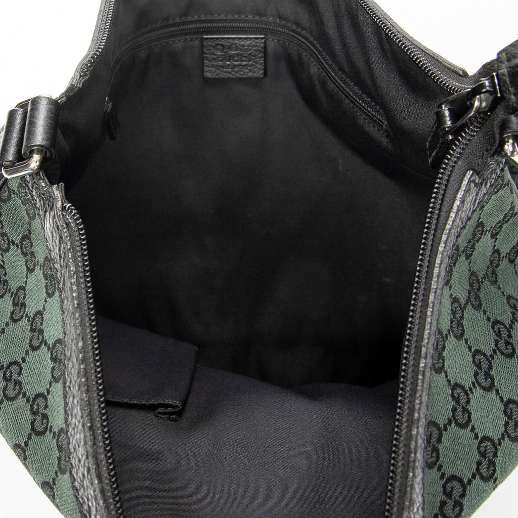 Shoulder Bag Half Moon Messenger Black Monogrammed Canvas