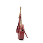 Shoulder Bag GG Marmont Chain Round Crossbody Red Quilted Chevron Leather