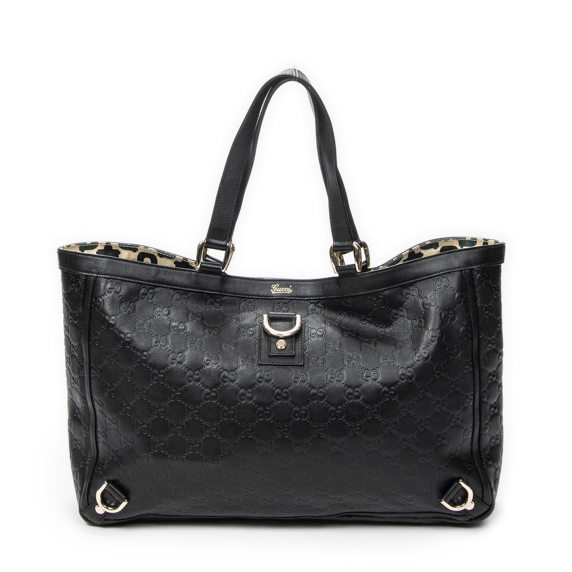 Shoulder Bag Large Abbey D-Ring Tote Black Guccissima Leather