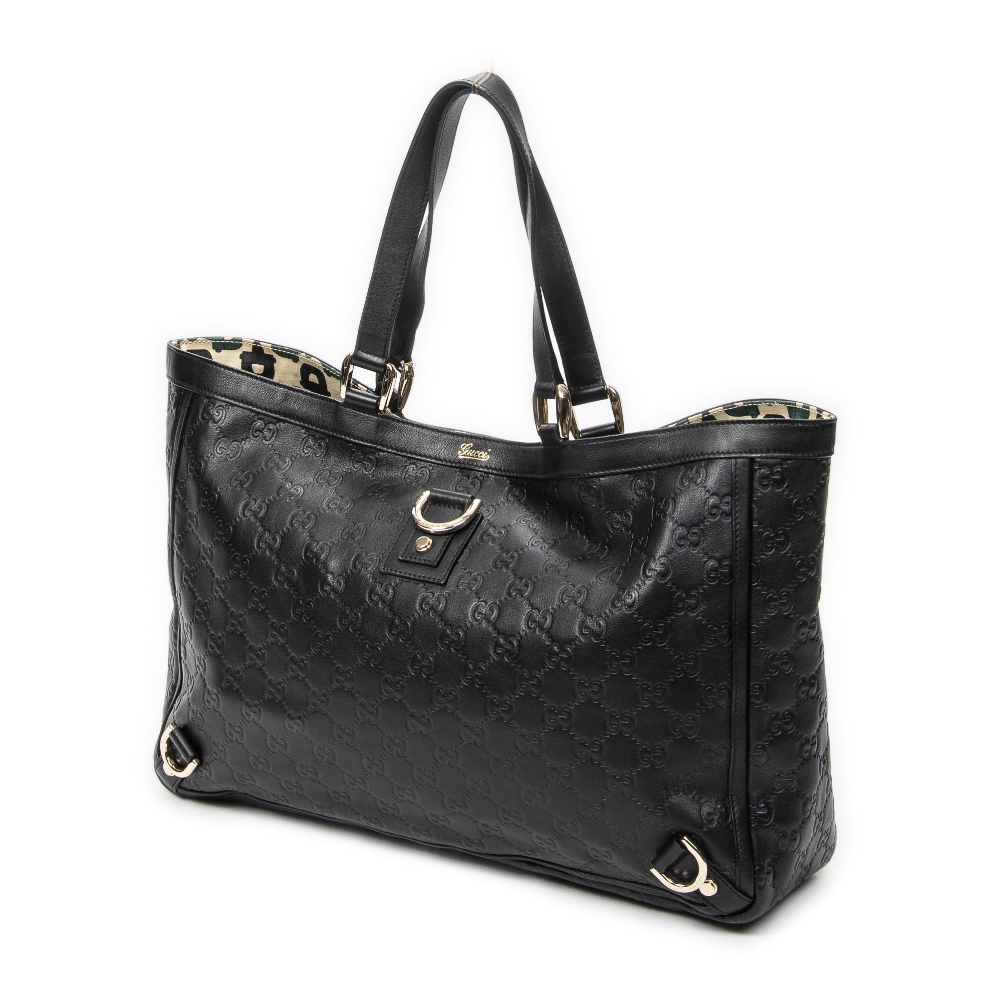 Shoulder Bag Large Abbey D-Ring Tote Black Guccissima Leather