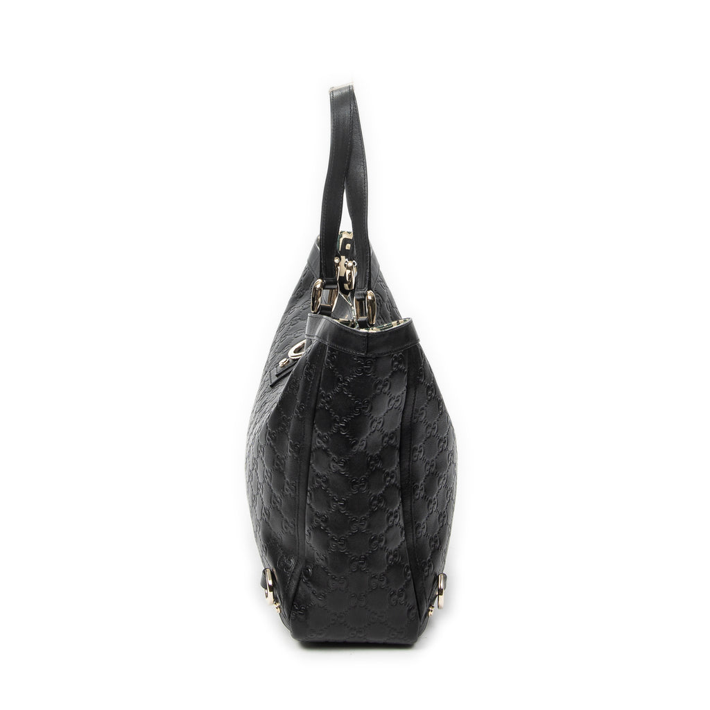 Shoulder Bag Large Abbey D-Ring Tote Black Guccissima Leather