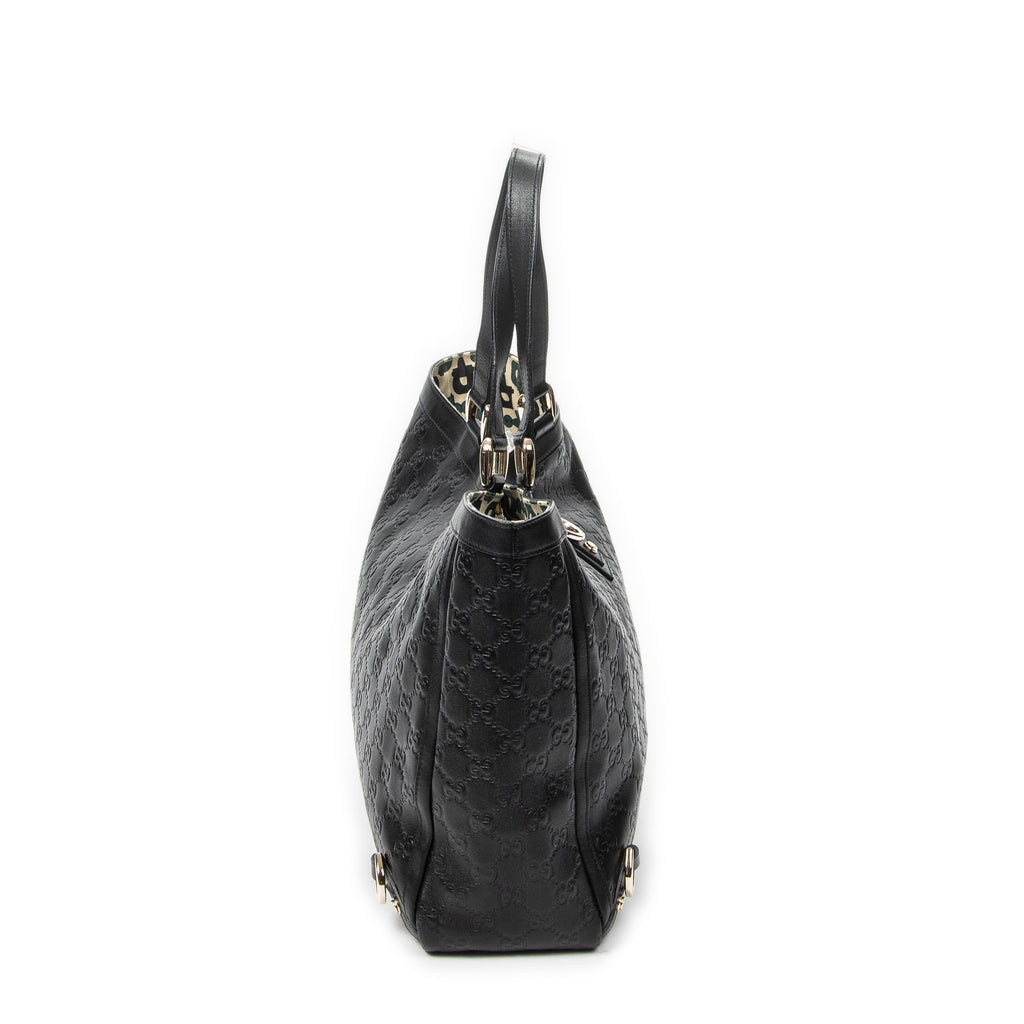 Shoulder Bag Large Abbey D-Ring Tote Black Guccissima Leather