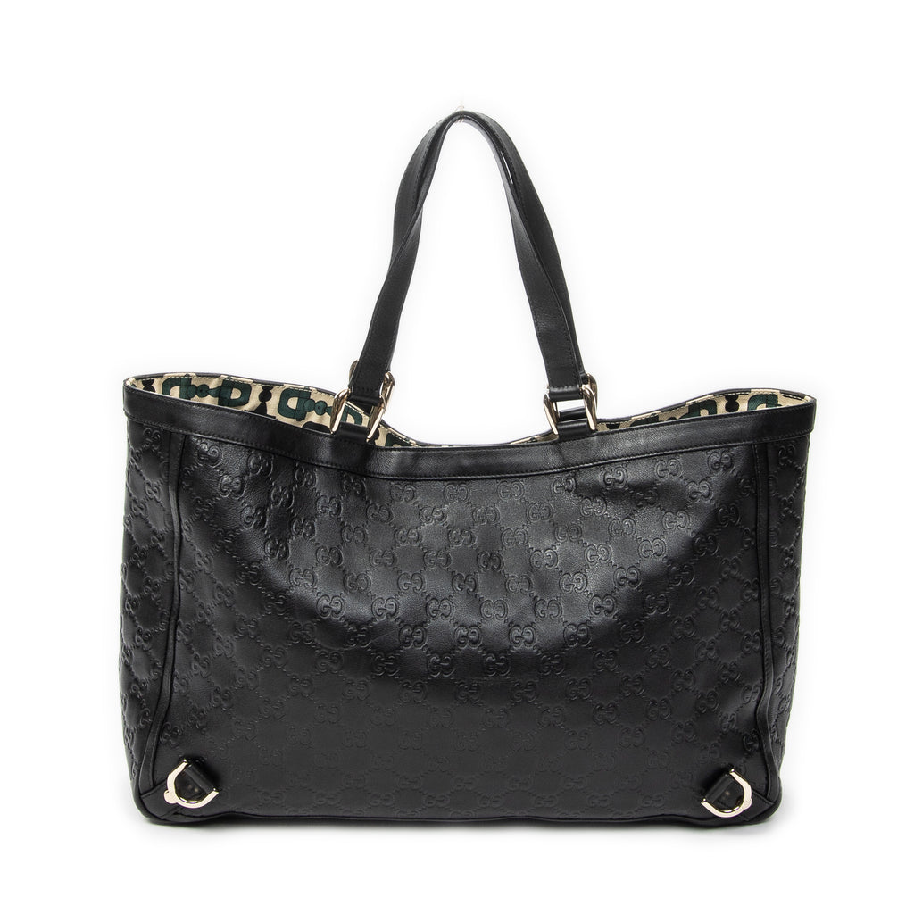 Shoulder Bag Large Abbey D-Ring Tote Black Guccissima Leather