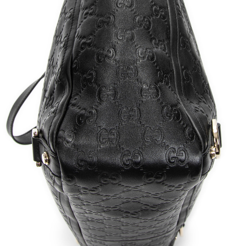 Shoulder Bag Large Abbey D-Ring Tote Black Guccissima Leather