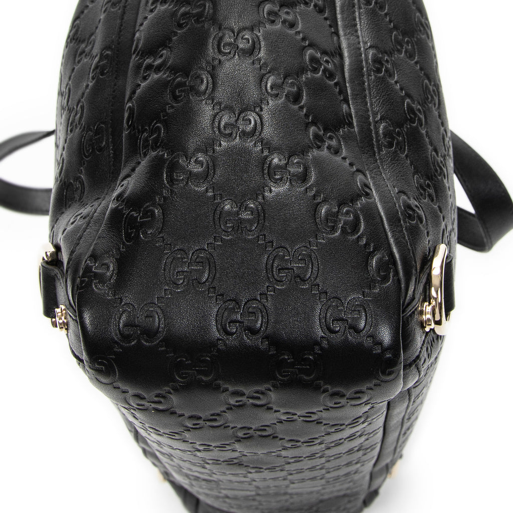 Shoulder Bag Large Abbey D-Ring Tote Black Guccissima Leather