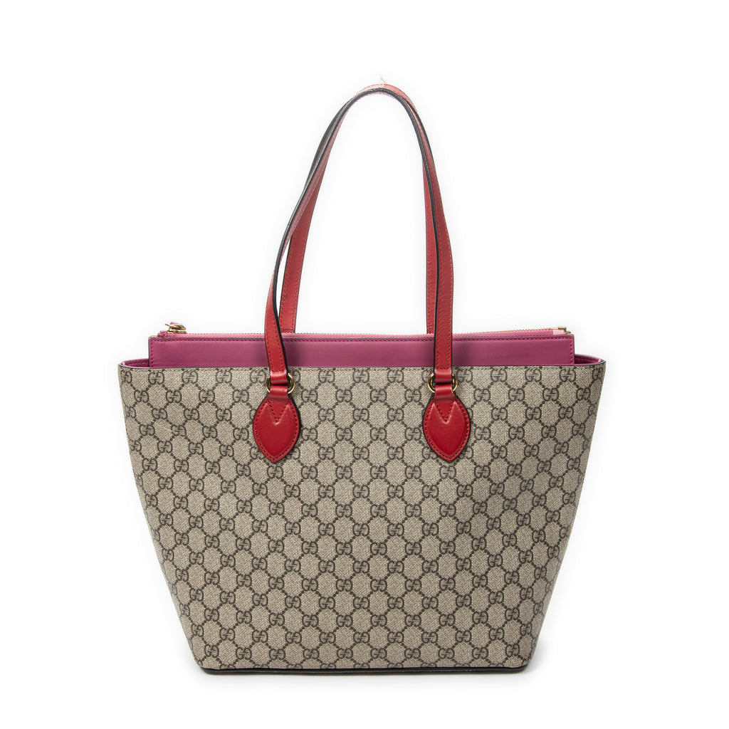 Shoulder Bag Medium Zip Bucket Tote Beige Supreme Coated Canvas