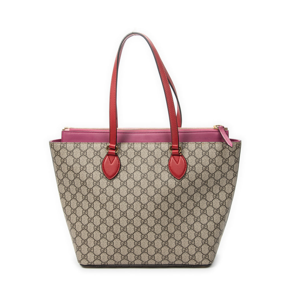 Shoulder Bag Medium Zip Bucket Tote Beige Supreme Coated Canvas
