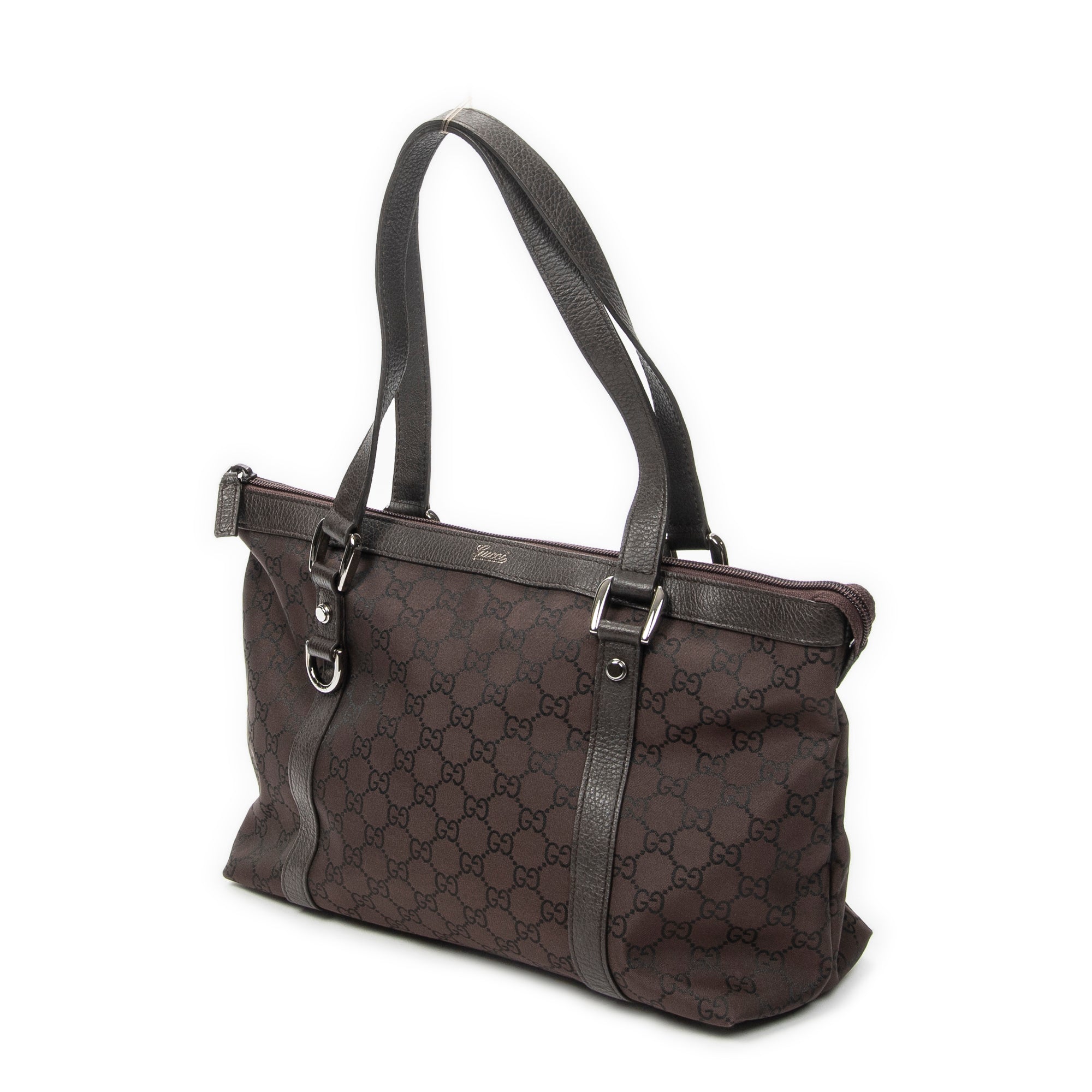 Shoulder Bag Abbey Tote Dark Brown Monogrammed Nylon Canvas