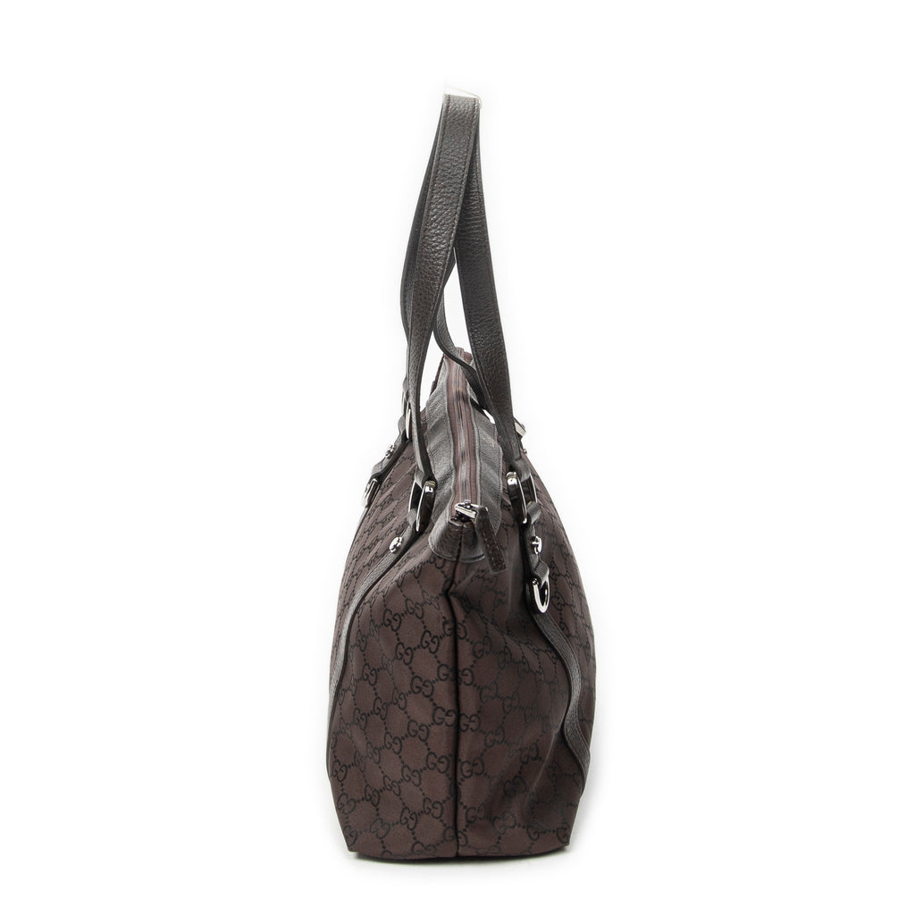 Shoulder Bag Abbey Tote Dark Brown Monogrammed Nylon Canvas