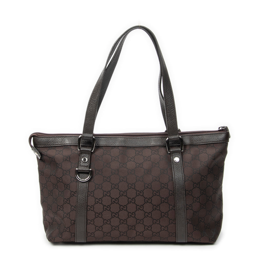 Shoulder Bag Abbey Tote Dark Brown Monogrammed Nylon Canvas
