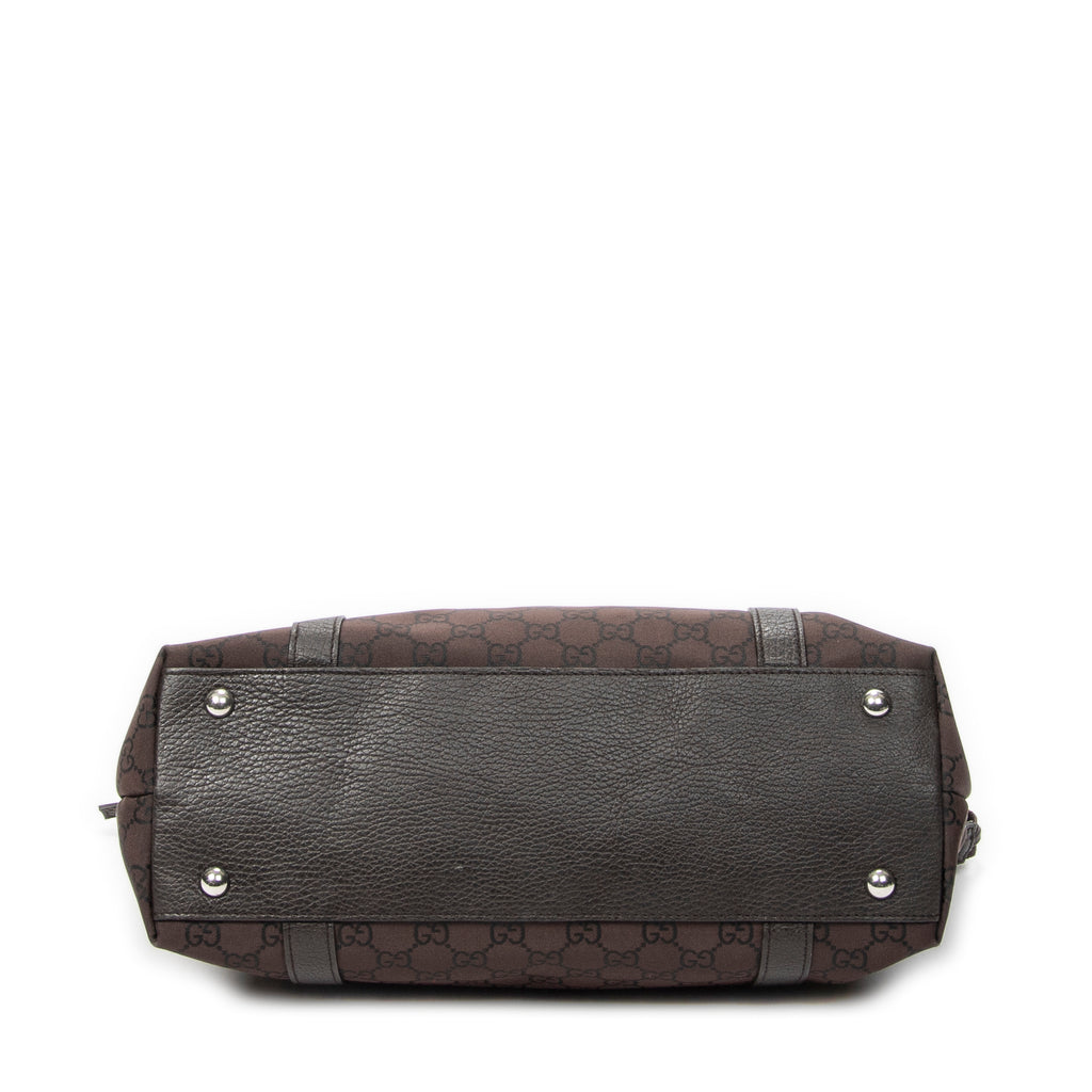 Shoulder Bag Abbey Tote Dark Brown Monogrammed Nylon Canvas