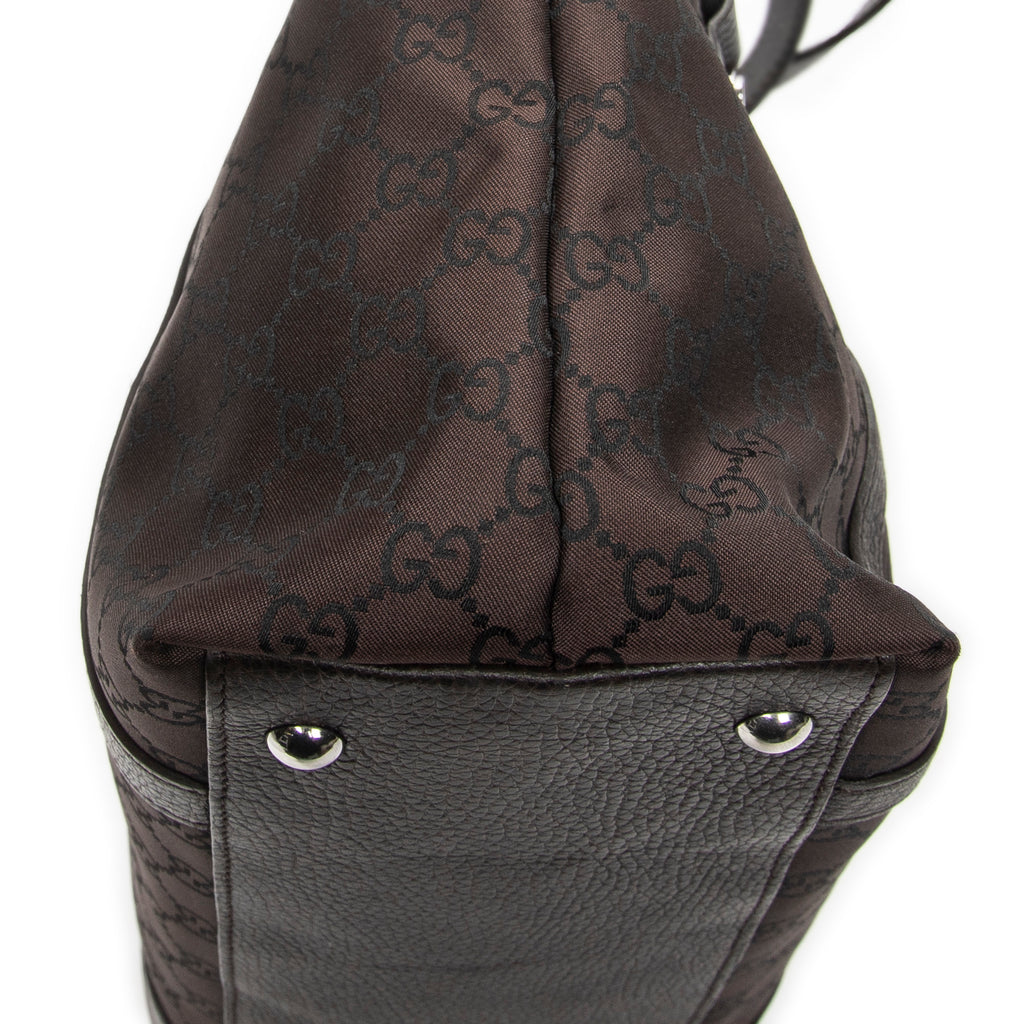 Shoulder Bag Abbey Tote Dark Brown Monogrammed Nylon Canvas