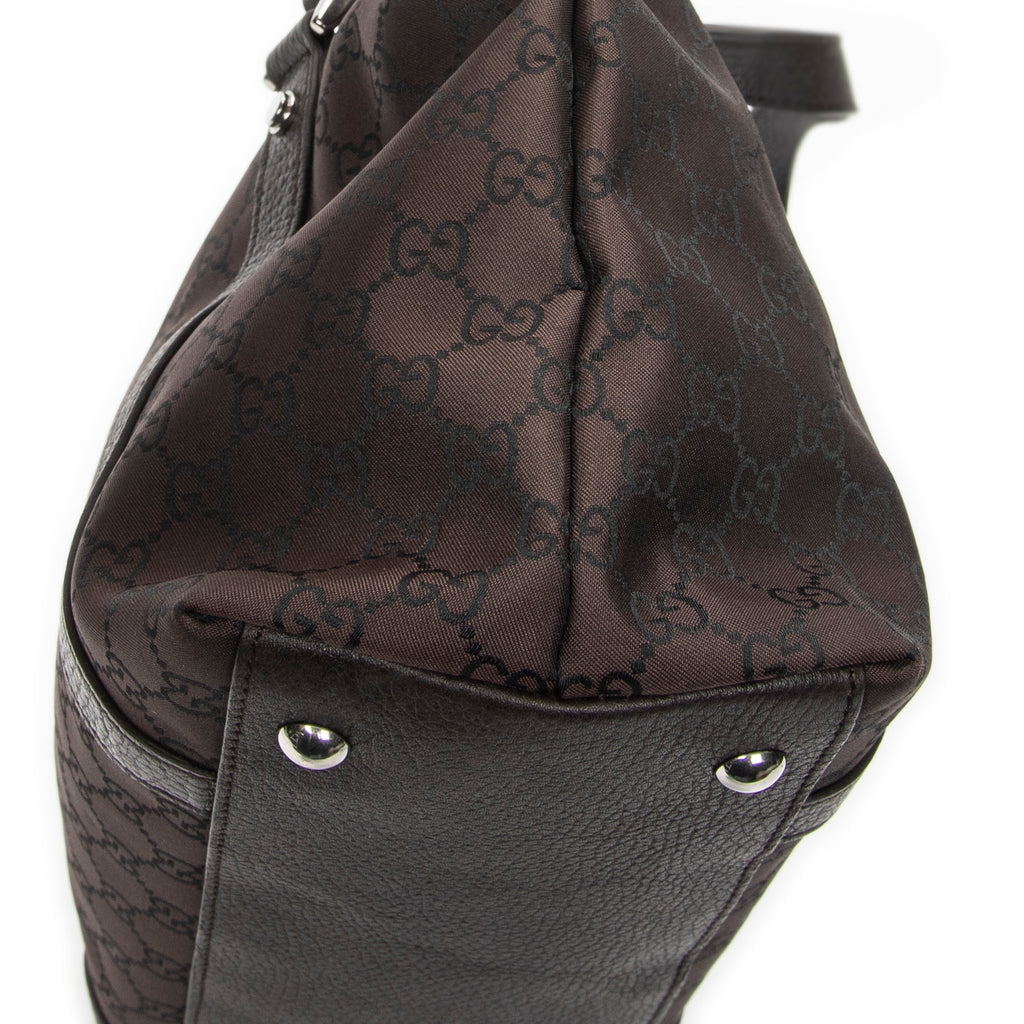 Shoulder Bag Abbey Tote Dark Brown Monogrammed Nylon Canvas
