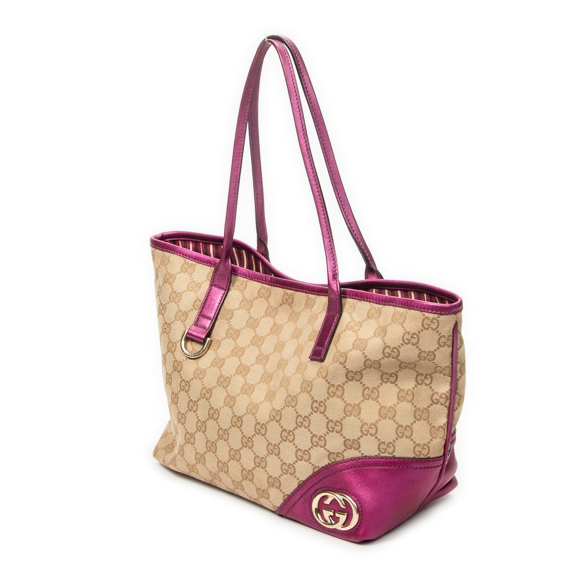 Shoulder Bag Small Britt Pink Monogrammed Canvas