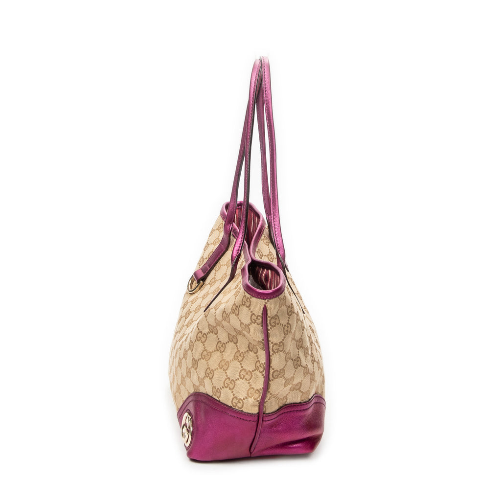 Shoulder Bag Small Britt Pink Monogrammed Canvas