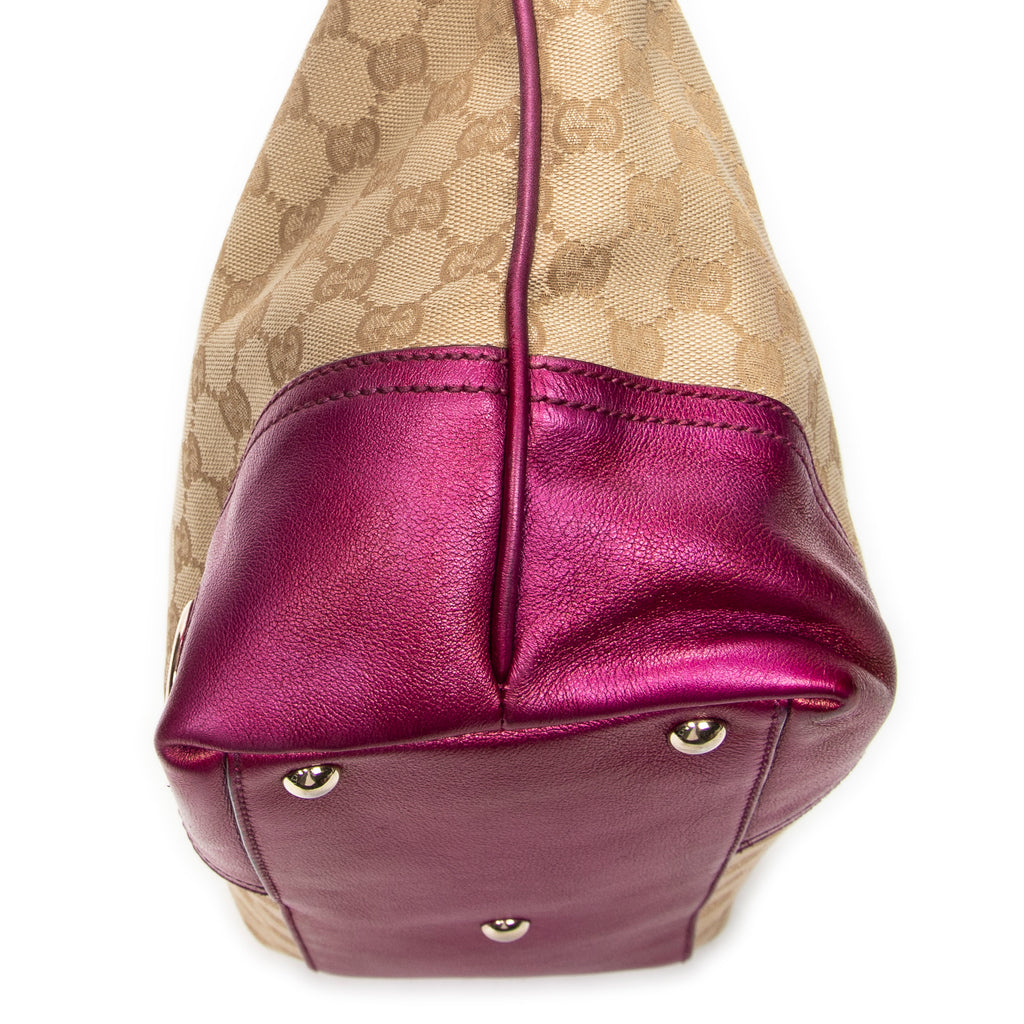 Shoulder Bag Small Britt Pink Monogrammed Canvas