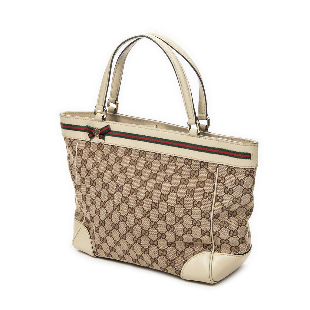 Shoulder Bag Web Mayfair Tote Ivory Monogrammed Canvas