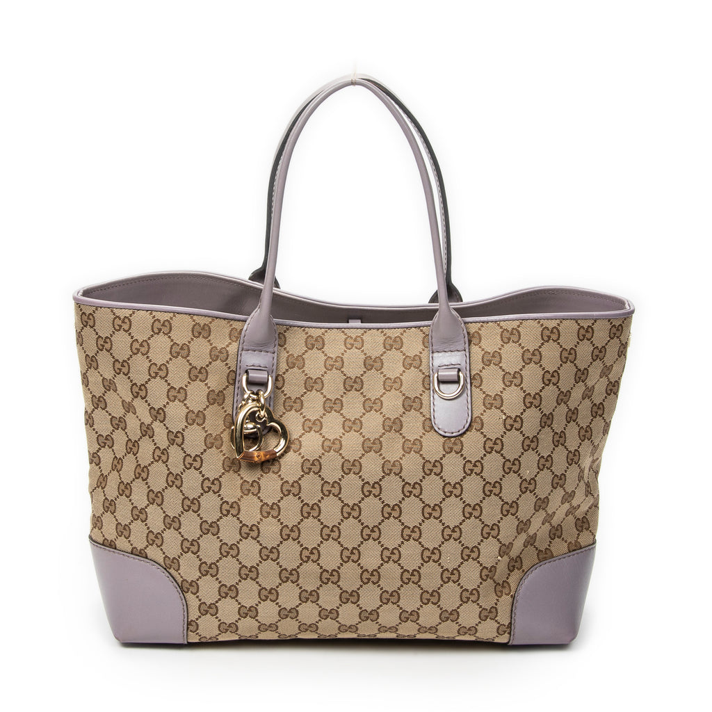 Shoulder Bag Heart Bit Open Tote Lilac Monogrammed Canvas