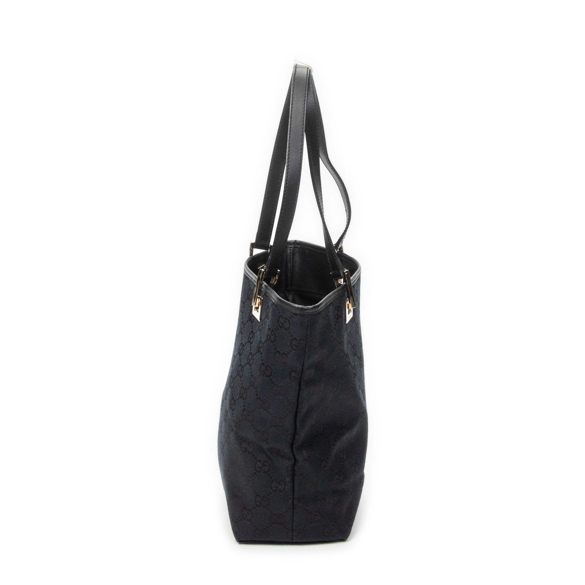 Shoulder Bag Small Bucket Tote Black Monogrammed Canvas