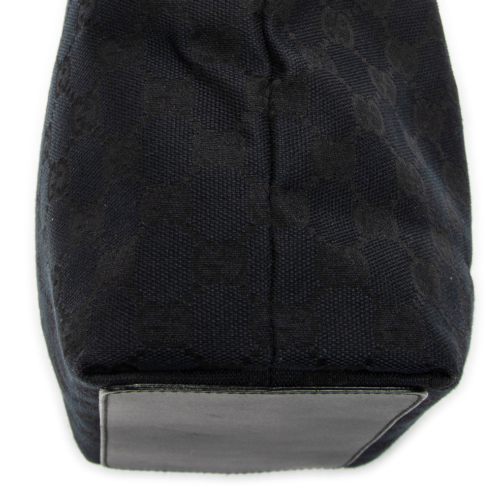 Shoulder Bag Small Bucket Tote Black Monogrammed Canvas