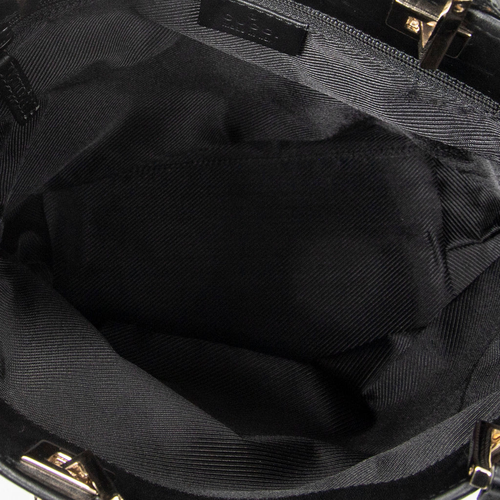 Shoulder Bag Small Bucket Tote Black Monogrammed Canvas