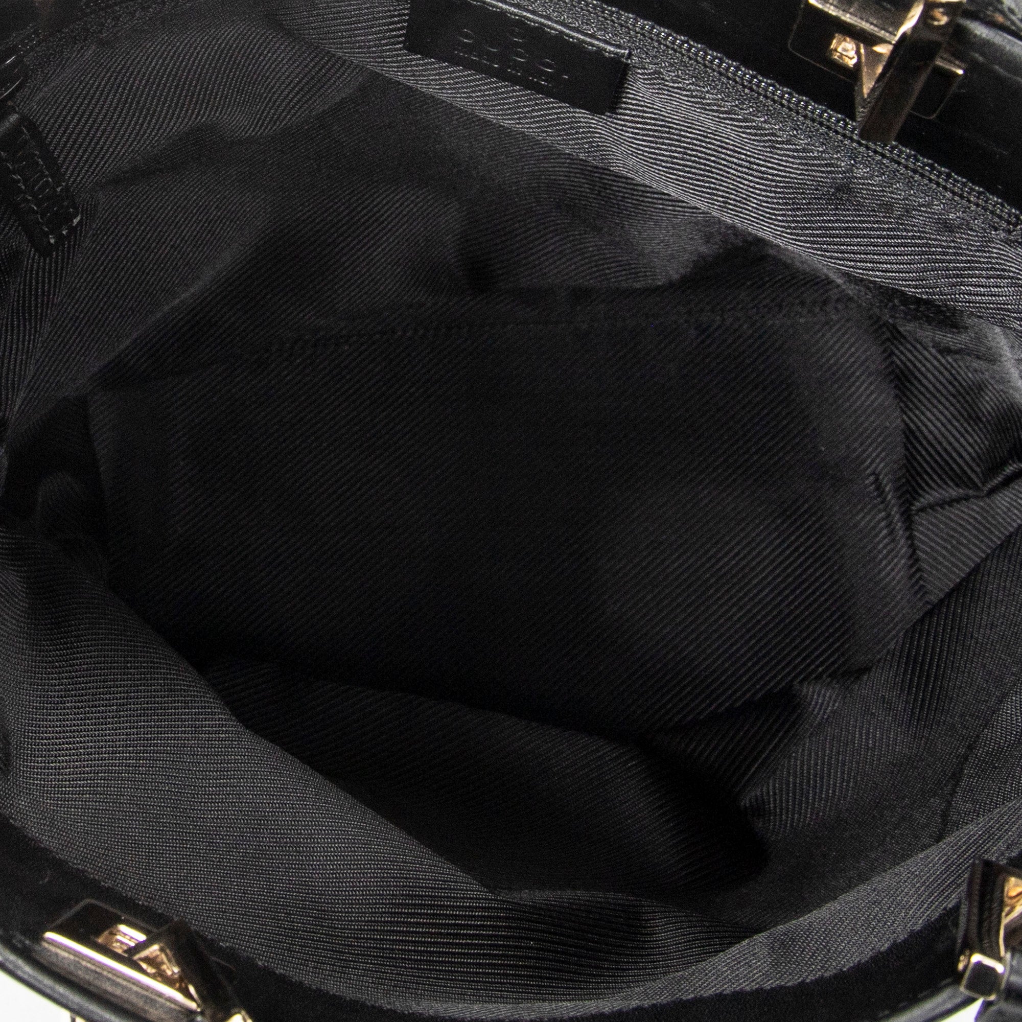 Shoulder Bag Small Bucket Tote Black Monogrammed Canvas