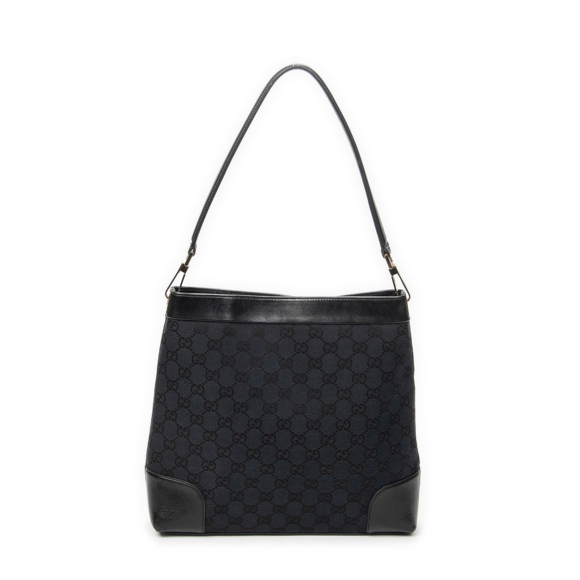 Shoulder Bag Shoulder Hobo Black Monogrammed Canvas