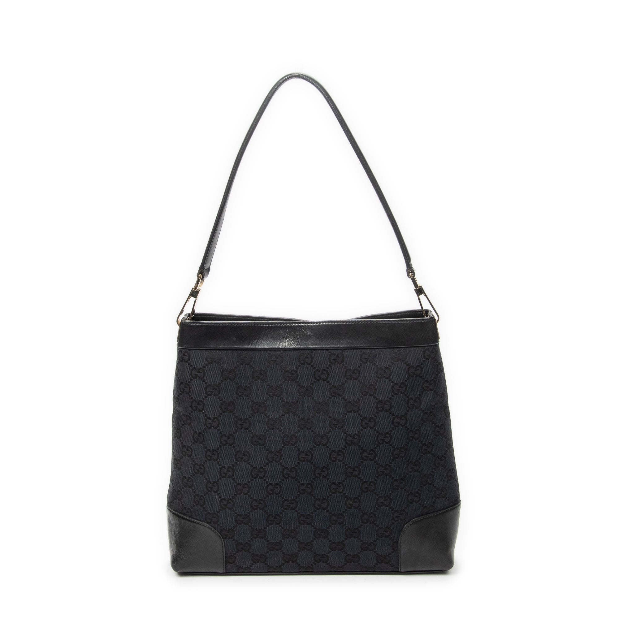 Shoulder Bag Shoulder Hobo Black Monogrammed Canvas