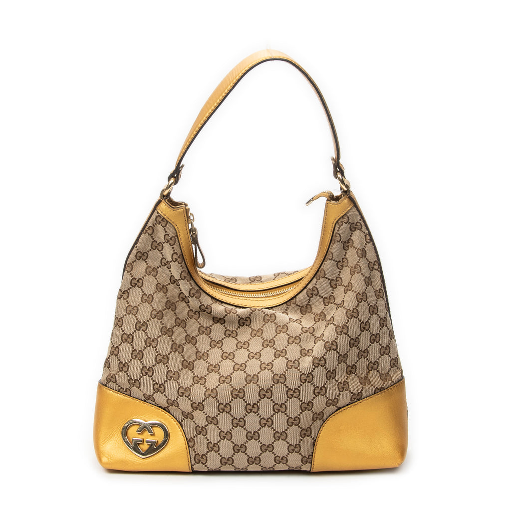 Shoulder Bag Medium Lovely Heart Hobo Yellow Monogrammed Canvas