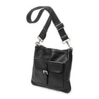 Shoulder Bag Anagram Front Pocket Messenger Black Grained Calfskin Leather