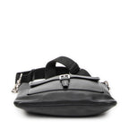 Shoulder Bag Anagram Front Pocket Messenger Black Grained Calfskin Leather