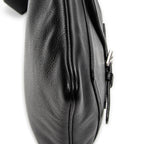 Shoulder Bag Anagram Front Pocket Messenger Black Grained Calfskin Leather