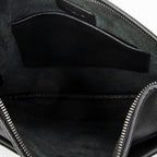 Shoulder Bag Anagram Front Pocket Messenger Black Grained Calfskin Leather
