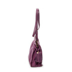 Shoulder Bag Small Tassel Flamenco Purple Smooth Calfskin Leather