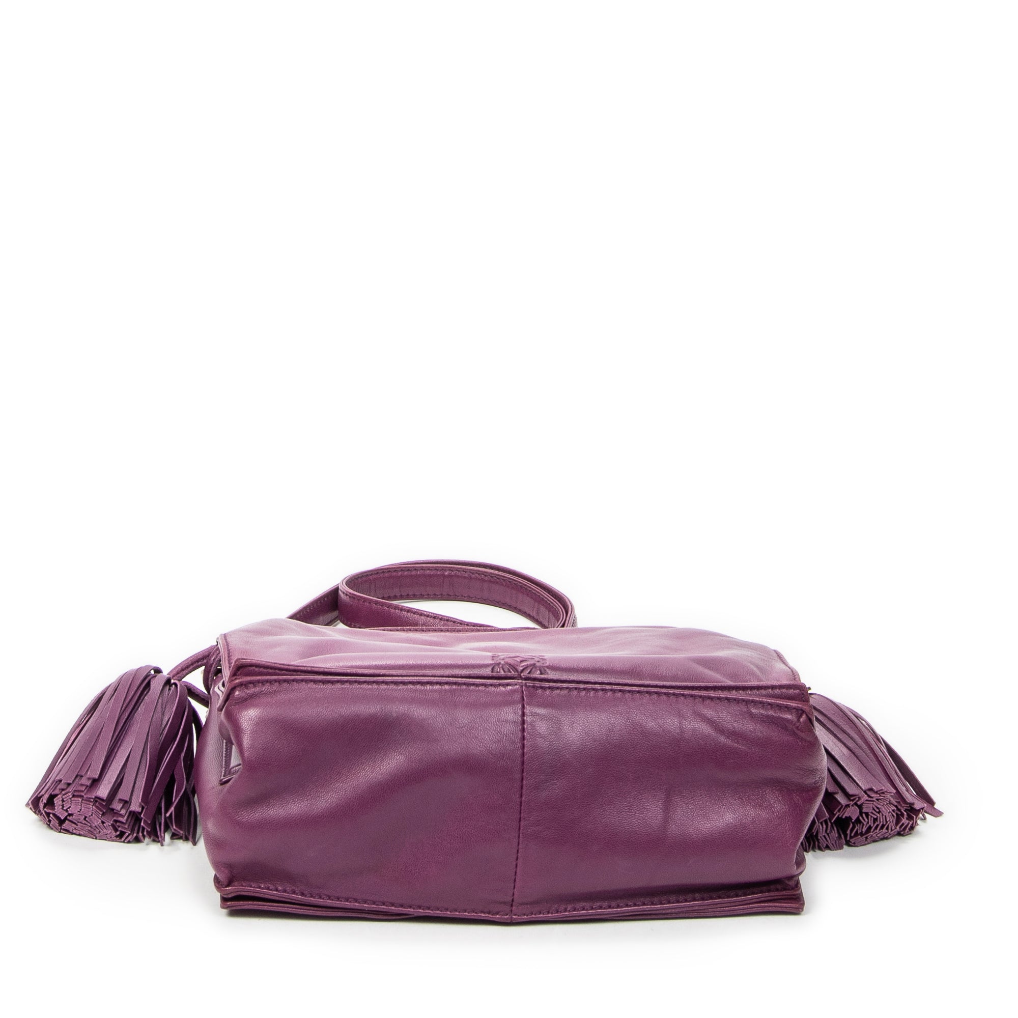 Shoulder Bag Small Tassel Flamenco Purple Smooth Calfskin Leather