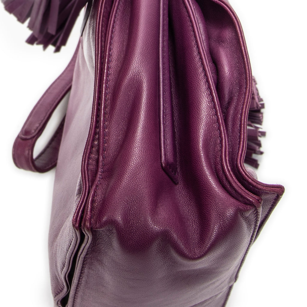 Shoulder Bag Small Tassel Flamenco Purple Smooth Calfskin Leather