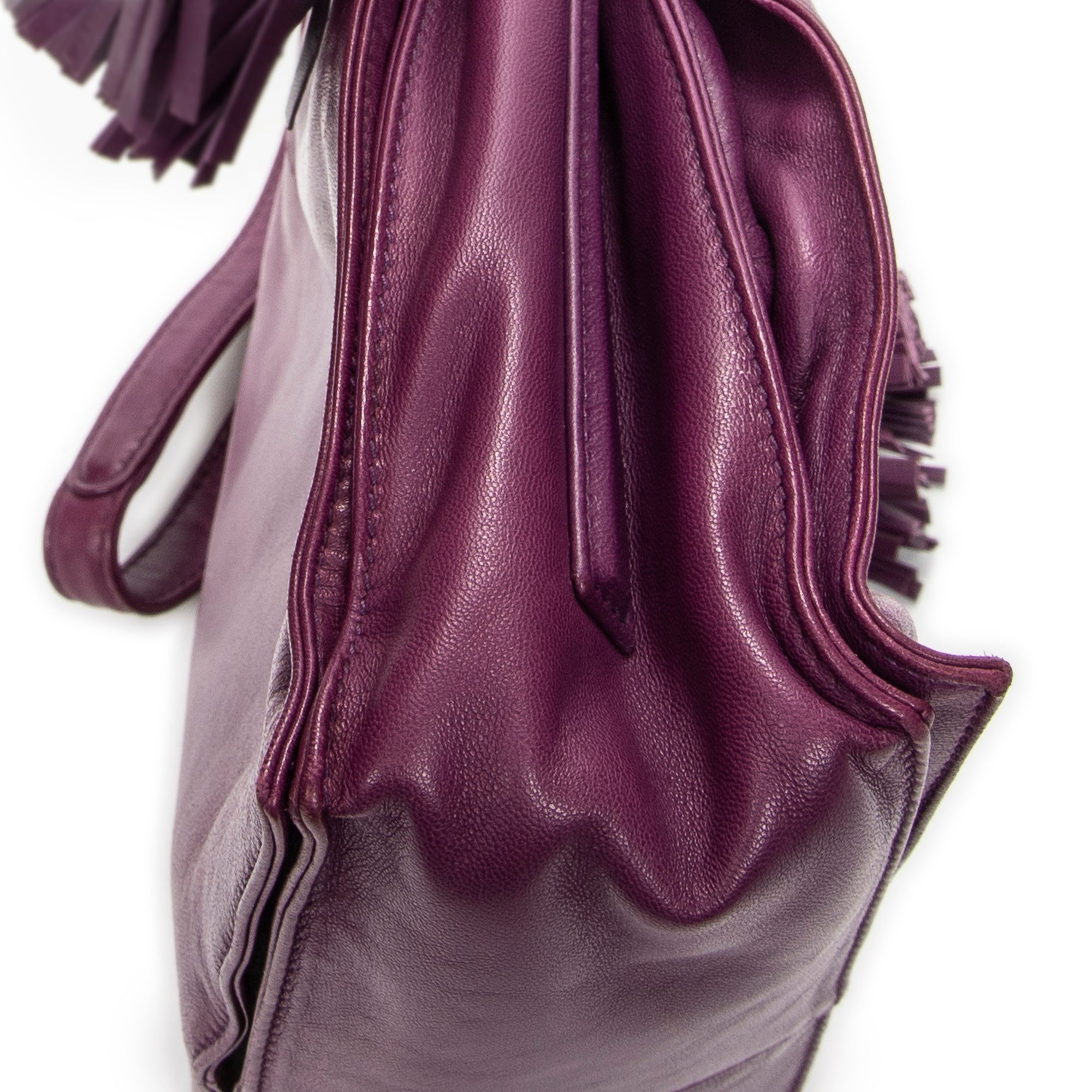 Shoulder Bag Small Tassel Flamenco Purple Smooth Calfskin Leather