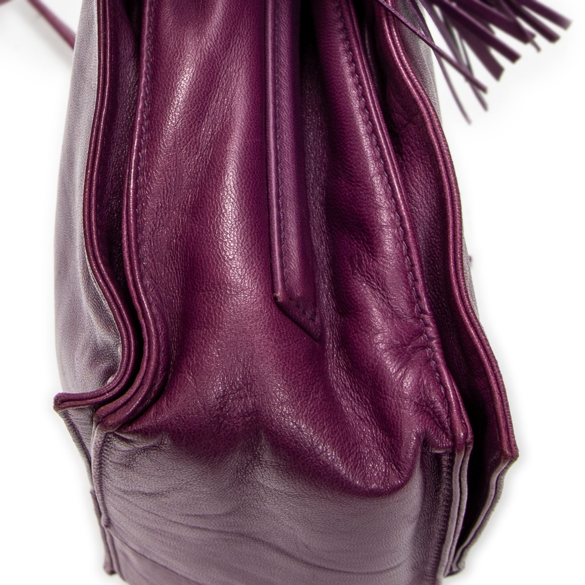 Shoulder Bag Small Tassel Flamenco Purple Smooth Calfskin Leather