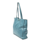 Shoulder Bag Shopping Tote Blue Vitello Soft Leather