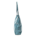 Shoulder Bag Shopping Tote Blue Vitello Soft Leather