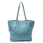 Shoulder Bag Shopping Tote Blue Vitello Soft Leather