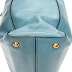 Shoulder Bag Shopping Tote Blue Vitello Soft Leather