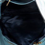Shoulder Bag Shopping Tote Blue Vitello Soft Leather