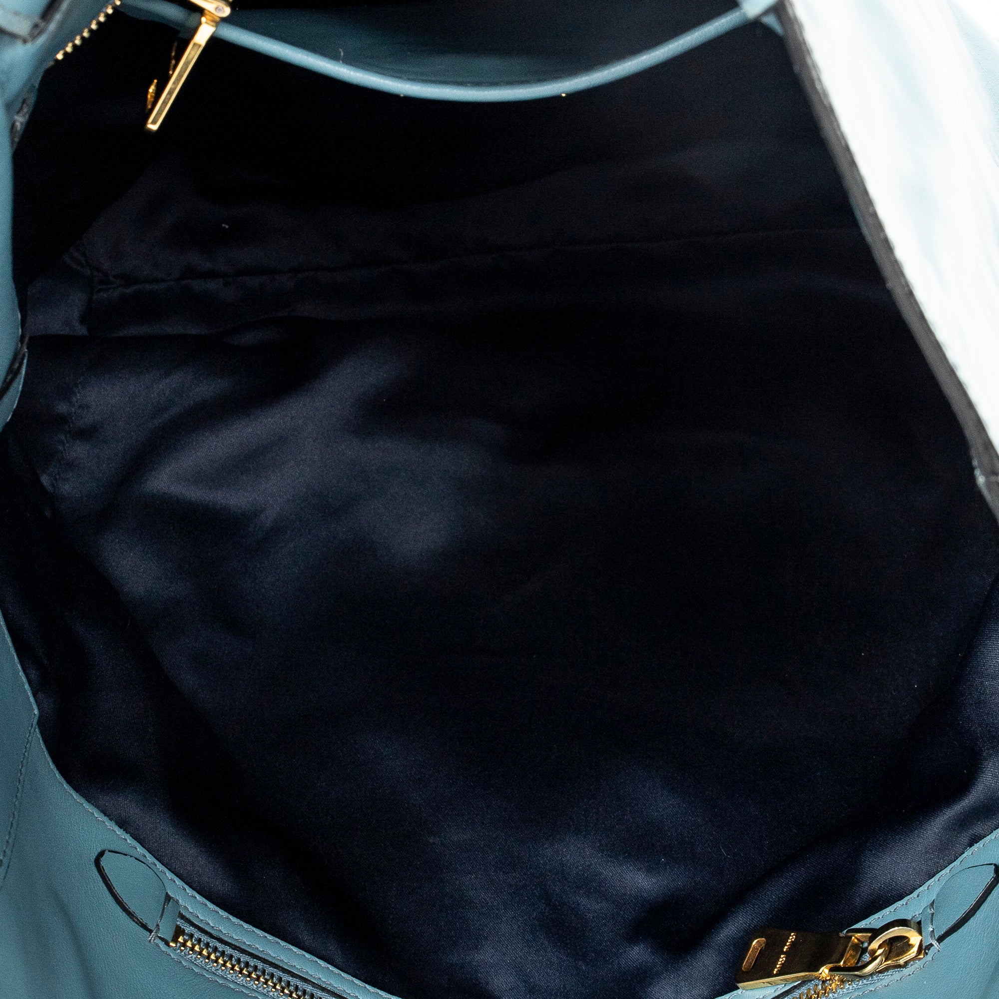 Shoulder Bag Shopping Tote Blue Vitello Soft Leather