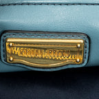 Shoulder Bag Shopping Tote Blue Vitello Soft Leather