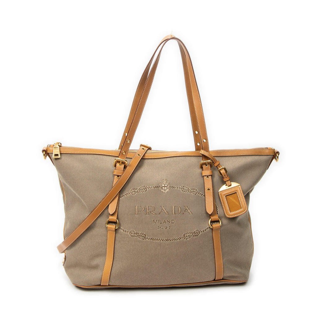 Shoulder Bag Jacquard Shopping Tote Beige Jacquard Canvas