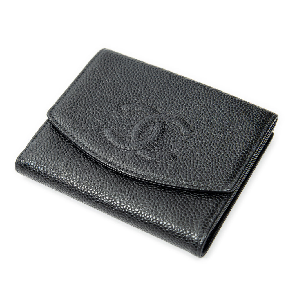 Wallet Timeless Compact Bifold Wallet Black Caviar Leather